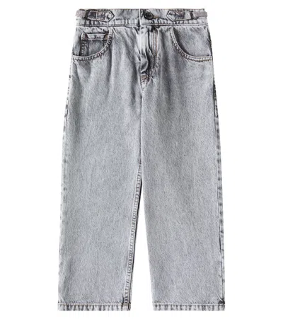 Brunello Cucinelli Kids' Monili Straight Jeans In Grey