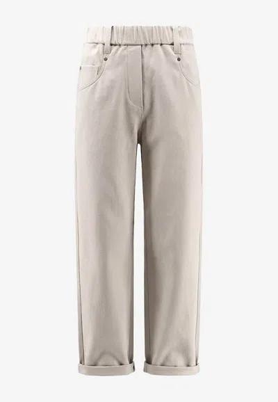 Brunello Cucinelli Monili Straight-leg Pants In Gray