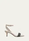Brunello Cucinelli Suede Sandals With Precious Insert In C8275 Fango