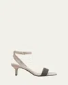 Brunello Cucinelli Monili Strap Suede Kitten-heel Sandals In Fango