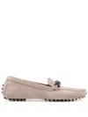 Brunello Cucinelli Monili-strap Suede Loafers In Neutrals