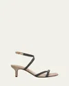 Brunello Cucinelli Sandal City Grey With Precious Straps In Grey