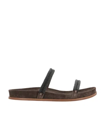 BRUNELLO CUCINELLI BRUNELLO CUCIN EMBELLISHED SLIP-ON SANDALS