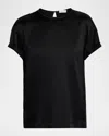 Brunello Cucinelli Monili Stretch Satin T-shirt In Black