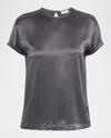 Brunello Cucinelli Monili Stretch Satin T-shirt In Gray