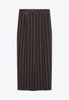 Brunello Cucinelli Long Skirt With Dazzling Stripe Embroidery In Brown
