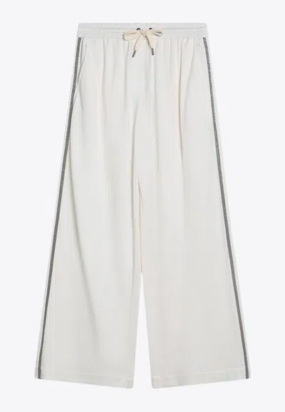 BRUNELLO CUCINELLI MONILI STRIPE WIDE-LEG PANTS