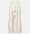 Brunello Cucinelli Multicolor Crop Pants With All-over Striped Motif And Monile Detail