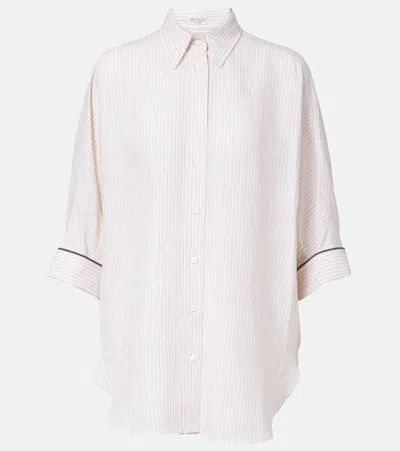 Brunello Cucinelli Monili Striped Oversized Linen Shirt