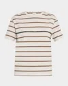 Brunello Cucinelli Monili Striped Short-sleeve Cotton T-shirt In C7053 Sand