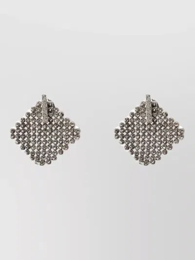 Brunello Cucinelli Monili Stud Earrings Textured Beaded Design In Metallic