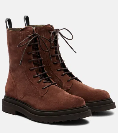 Brunello Cucinelli Monili Suede Ankle Boots