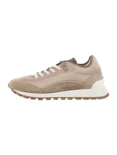 Pre-owned Brunello Cucinelli Monili Suede Athletic Sneakers In Brown