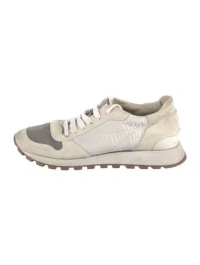 Pre-owned Brunello Cucinelli Monili Suede Athletic Sneakers In Neutral