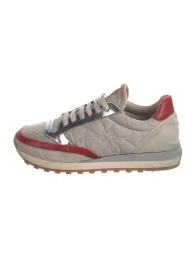 Pre-owned Brunello Cucinelli Monili Suede Athletic Sneakers In Neutral