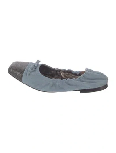 Pre-owned Brunello Cucinelli Monili Suede Ballet Flats In Blue