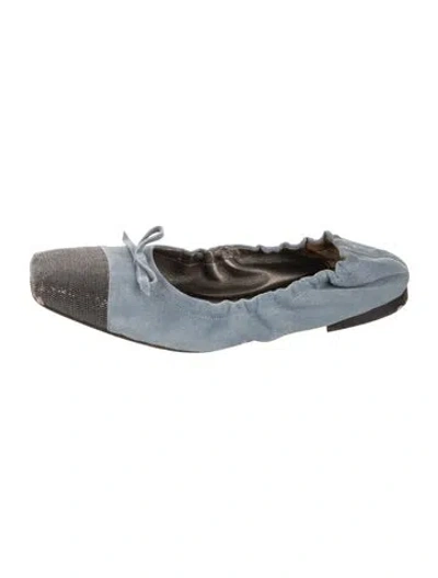 Pre-owned Brunello Cucinelli Monili Suede Ballet Flats In Blue