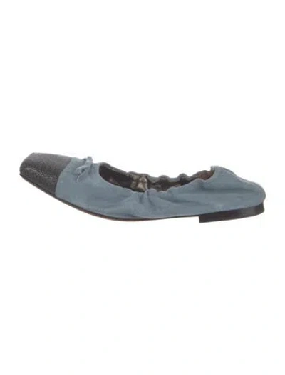 Pre-owned Brunello Cucinelli Monili Suede Ballet Flats In Blue