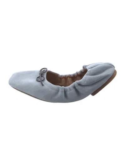 Pre-owned Brunello Cucinelli Monili Suede Ballet Flats In Blue