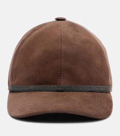 Brunello Cucinelli Monili Suede Baseball Cap