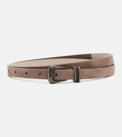 Brunello Cucinelli Monili Suede Belt In Transparent