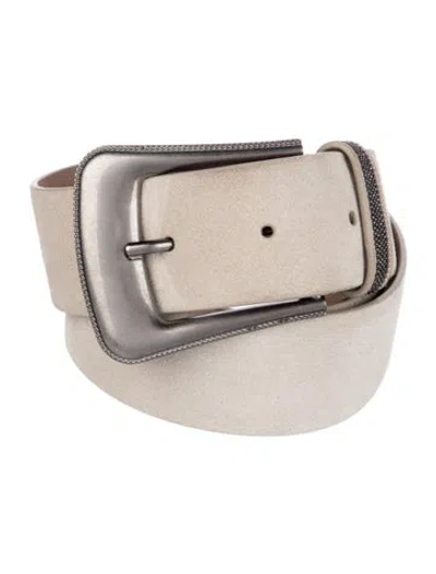 Pre-owned Brunello Cucinelli Monili Suede Belt In Neutrals