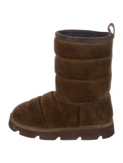Pre-owned Brunello Cucinelli Monili Suede Boots In Brown