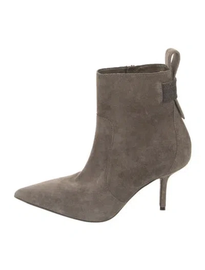 Pre-owned Brunello Cucinelli Monili Suede Boots In Brown