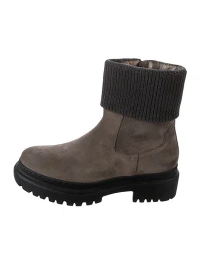Pre-owned Brunello Cucinelli Monili Suede Boots In Brown