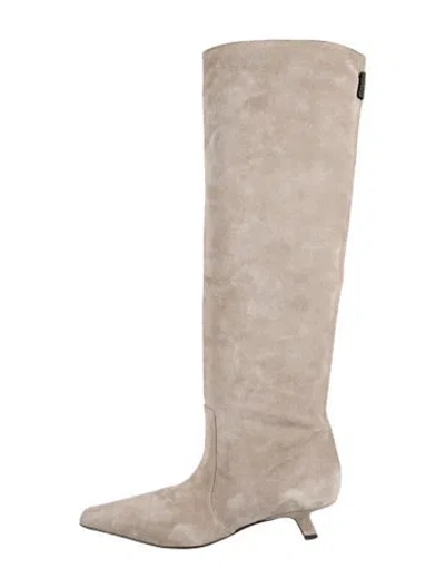 Pre-owned Brunello Cucinelli Monili Suede Boots In Neutral