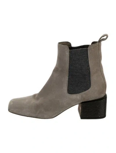 Pre-owned Brunello Cucinelli Monili Suede Chelsea Boots In Gray