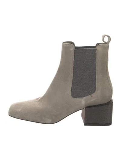 Pre-owned Brunello Cucinelli Monili Suede Chelsea Boots In Neutral