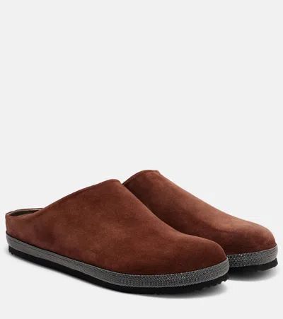 Brunello Cucinelli Monili Suede Clogs