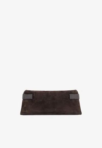 Brunello Cucinelli Monili Suede Clutch In Brown