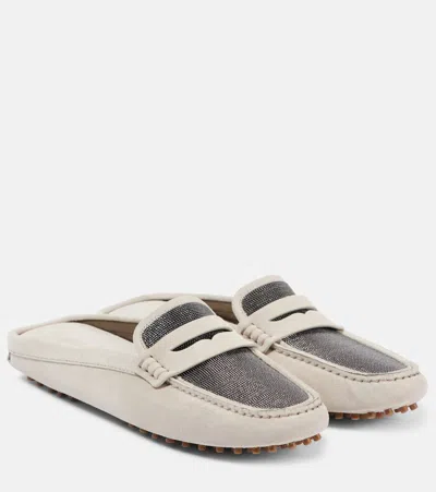 Brunello Cucinelli Mokassins Monili Aus Veloursleder In Beige