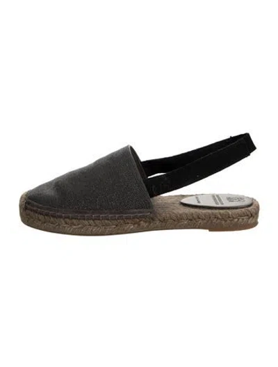 Pre-owned Brunello Cucinelli Monili Suede Espadrilles In Black
