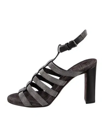 Pre-owned Brunello Cucinelli Monili Suede Gladiator Sandals