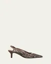 Brunello Cucinelli Monili Suede Kitten-heel Slingback Pumps In Brown