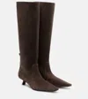 Brunello Cucinelli Monili Suede Knee-high Boots In Brown