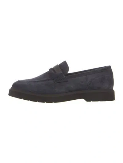 Pre-owned Brunello Cucinelli Monili Suede Loafers In Blue