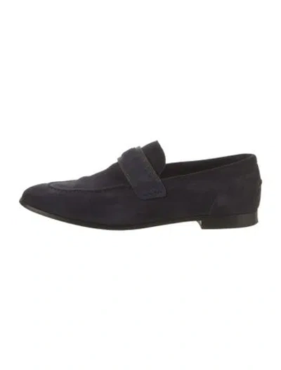 Pre-owned Brunello Cucinelli Monili Suede Loafers In Blue
