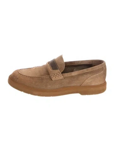 Pre-owned Brunello Cucinelli Monili Suede Loafers In Brown
