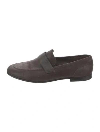 Pre-owned Brunello Cucinelli Monili Suede Loafers In Brown/metallic