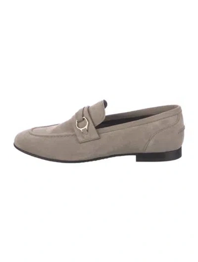 Pre-owned Brunello Cucinelli Monili Suede Loafers In Gray