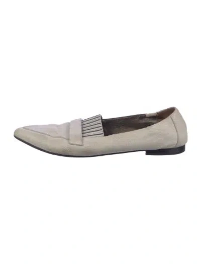 Pre-owned Brunello Cucinelli Monili Suede Loafers In Neutral