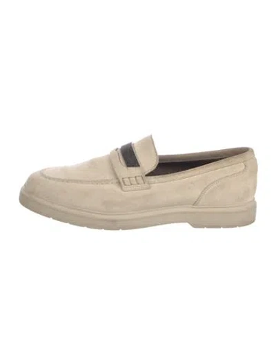 Pre-owned Brunello Cucinelli Monili Suede Loafers In Neutral
