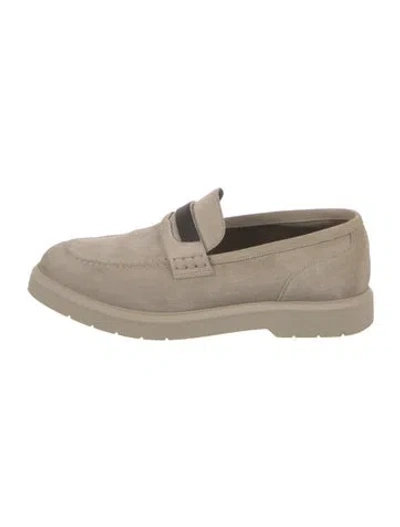 Pre-owned Brunello Cucinelli Monili Suede Loafers In Neutral