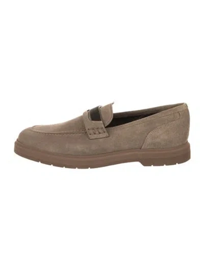 Pre-owned Brunello Cucinelli Monili Suede Loafers In Neutral