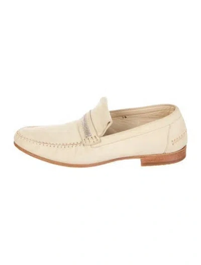 Pre-owned Brunello Cucinelli Monili Suede Loafers In Neutral