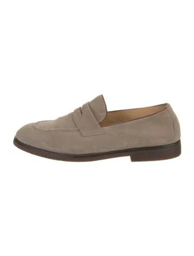 Pre-owned Brunello Cucinelli Monili Suede Loafers In Neutral